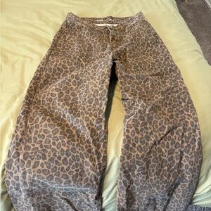 Old Navy Brown and Black Leopard Print Baggy Wide Leg Pants